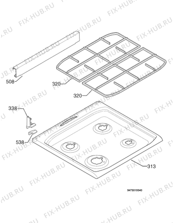 Взрыв-схема плиты (духовки) Electrolux EKG6746X - Схема узла Hob 271